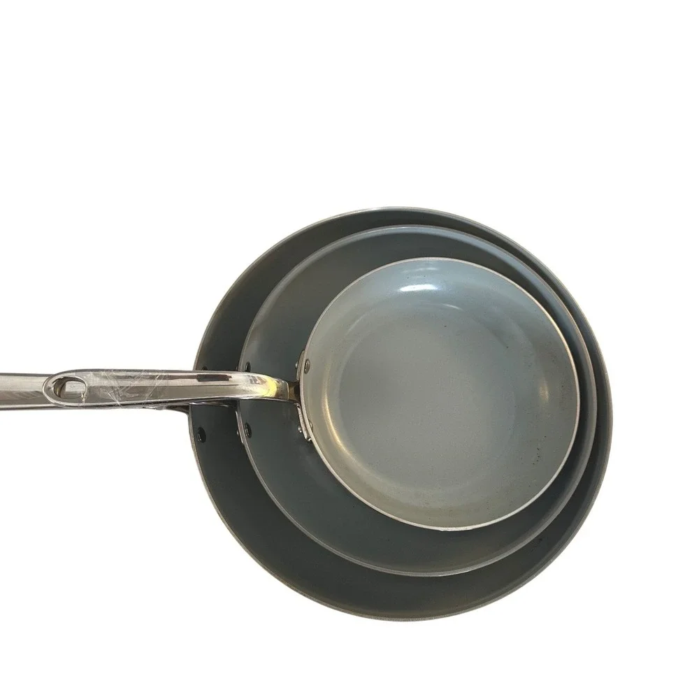 Tramontina Gray Tri-Ply Clad Ceramic Nonstick Frying‎ Pan Set 3pc 12in 10in 8in